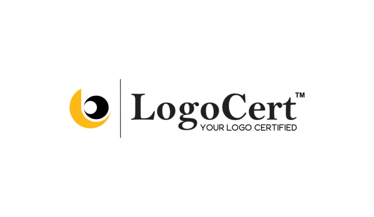 LogoCert logo with gold and black seal icon and serif brand name next to tagline "Your Logo Certified"