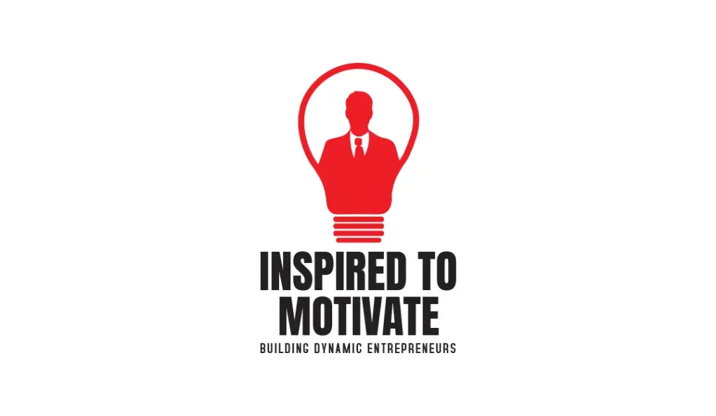 Logo showing a red light bulb with a suited figure inside above bold text “Inspired to Motivate”