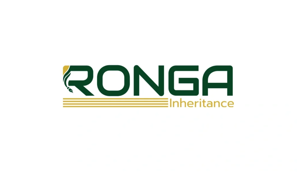 Ronga Inheritance logo featuring a green pen icon integrated into bold green text with golden gradient lines, symbolizing trust and expertise in inheritance and will preparation services.