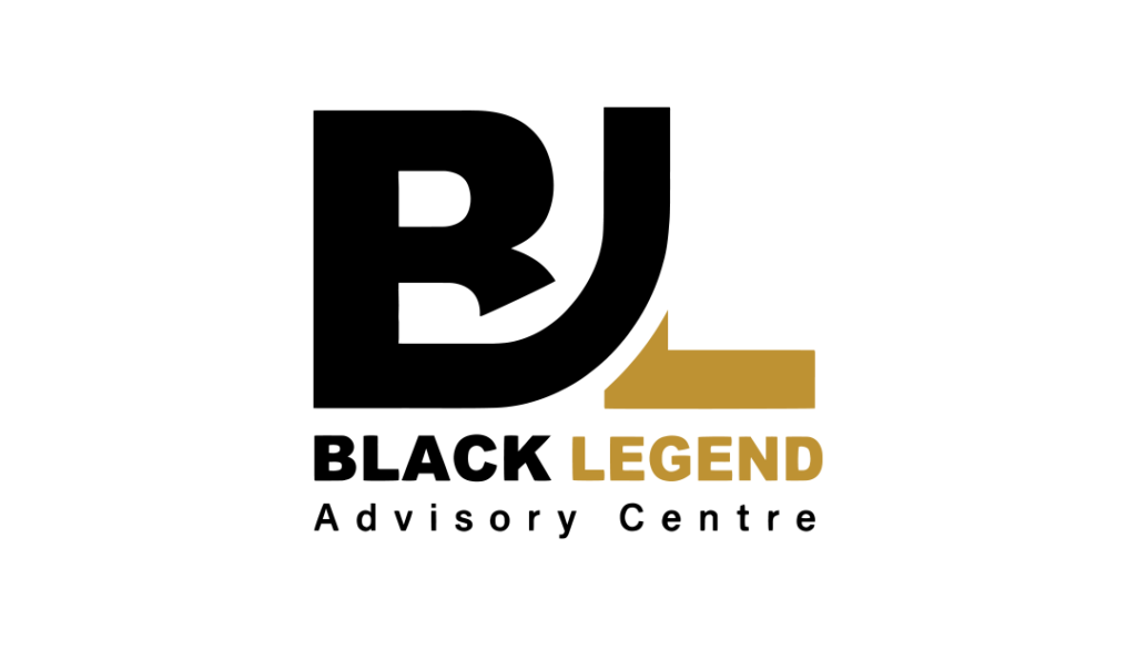 Black Legend Advisory Centre logo with bold BL monogram in black and gold.